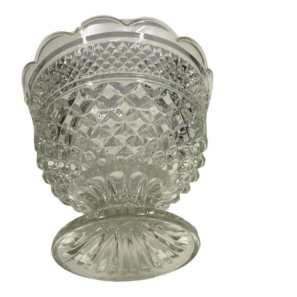 Vintage Anchor Hocking Crystal Wexford Glass Centerpiece Footed Bowl - Picture 9 of 12
